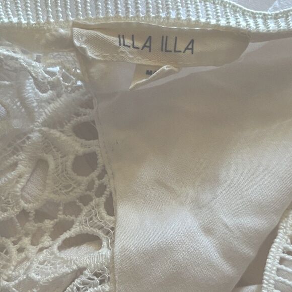 Illa Illa Crochet Boho Chic Designer Mini Dress White Layer Y Back Coverup Small - Picture 7 of 8